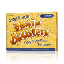 Omega 3 Brain Boosters Orange Chewable Capsules for Children 